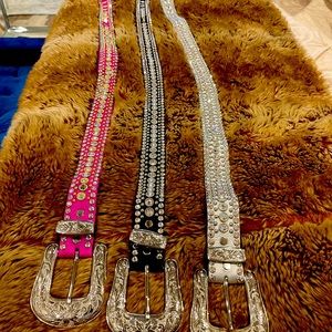 Genuine leather Swarovski crystal Kippys belts.
